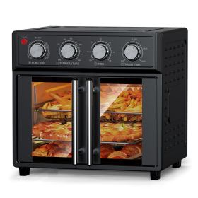 PlumChef 27.5 Quart Extra Large 6 Slices Air Fryer Convection Toaster Oven, French Door, 1700W, Multifunction Oven for Air Fryer, Toast, Grill